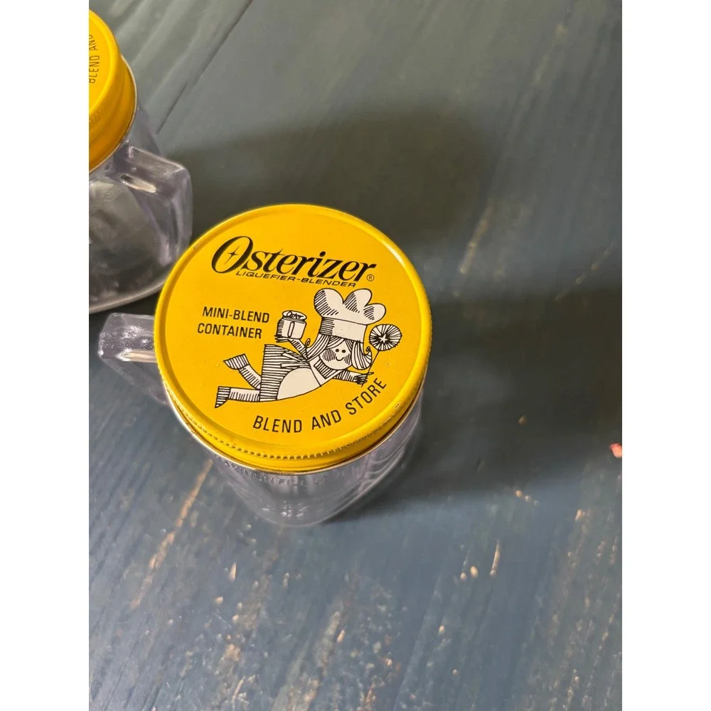 Vintage Osterizer Mini-Blend Container Set of 3 Yellow Lid 4oz Plastic Jars - Picture 2 of 9